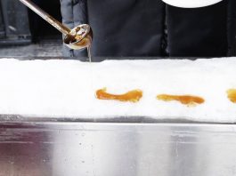 maple syrup on snow