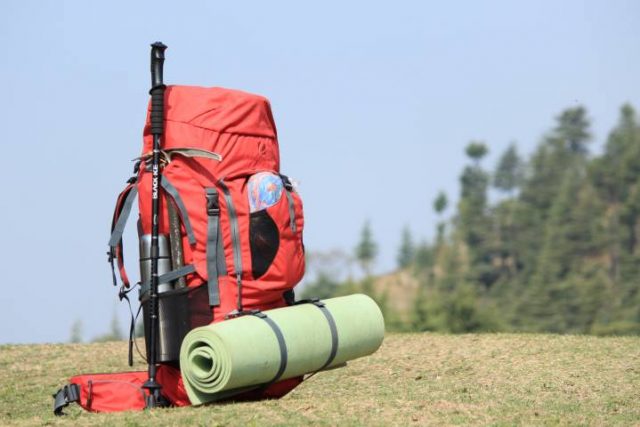 backpack with travel gear