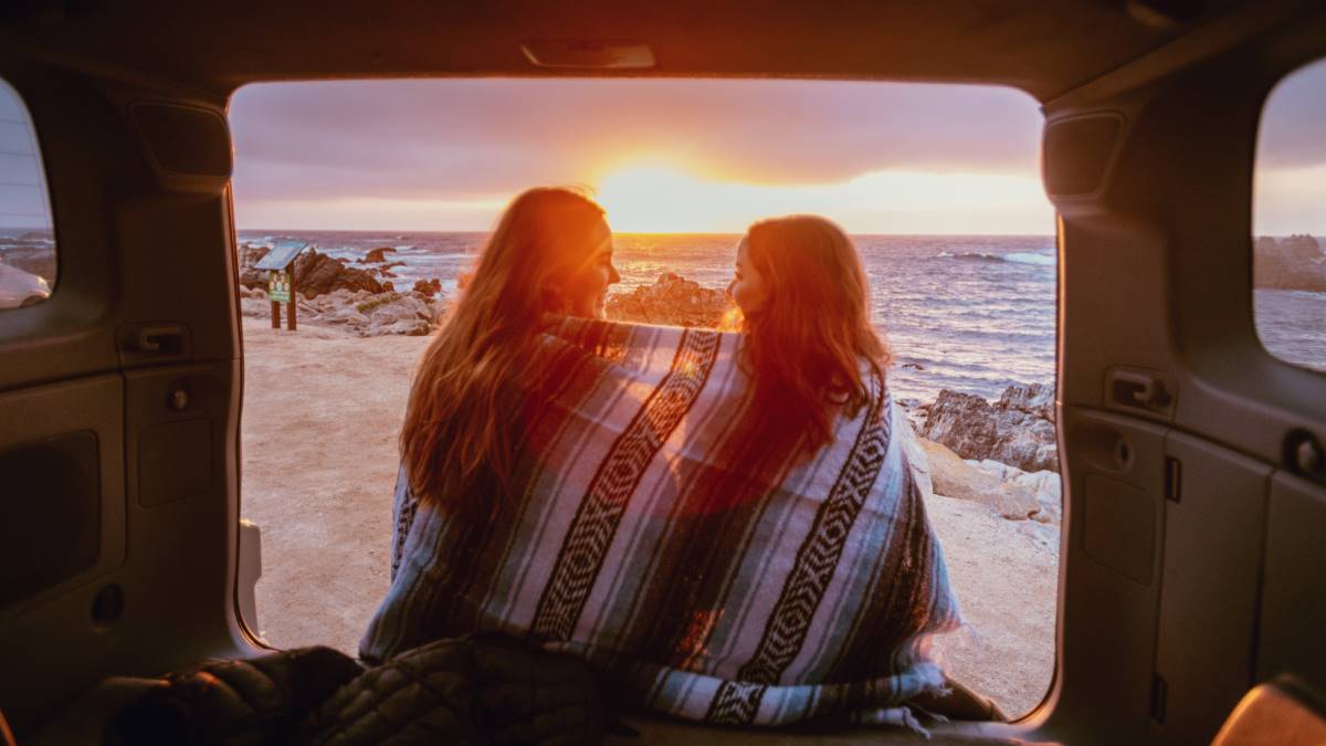 whatching the sunset from a van in Monterey California