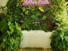 Mother Earth is taking over Kimpton Seafire Resort + Spa for Earth Week! soaker tub done up like mother nature for earth day