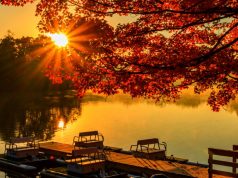 Be Clean, Go Green and Travel Sustainably in Tennessee A sunset over Lake Lindsey at David Crockett State Park