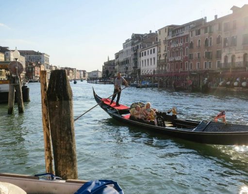 Italy With Children family in a gondola