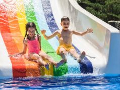 Hillside Beach Club Private Mentoring & Summer Camp kids playing in a water park at a Luxury Turkish Resort
