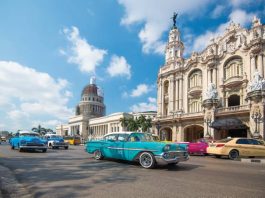 old car driving in Havana