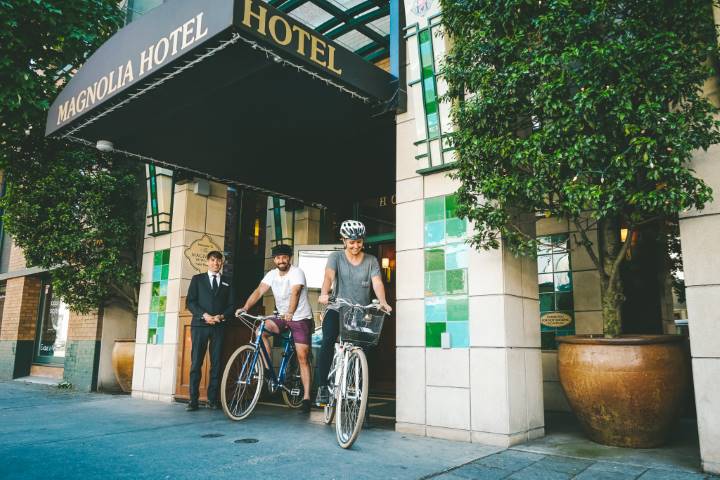 guest leave hotel with bikes