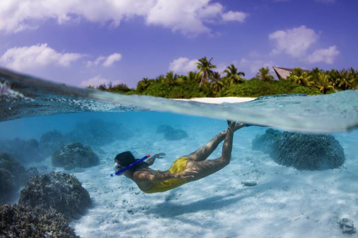girl swimming in the ocean