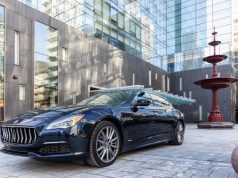 Maserati Quattroporte Official House Car of Four Seasons Hotel Toronto Maserati car in front of four Seasons Toronto