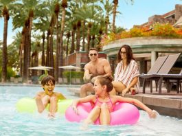family at the pool in a Scottsdale hotel