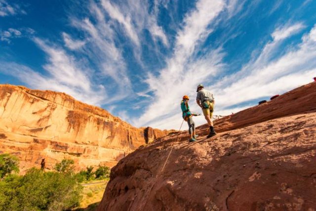 Rock climbing in Moab Utah