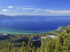 Fun Facts About Lake Tahoe pano view of Lake Tahoe