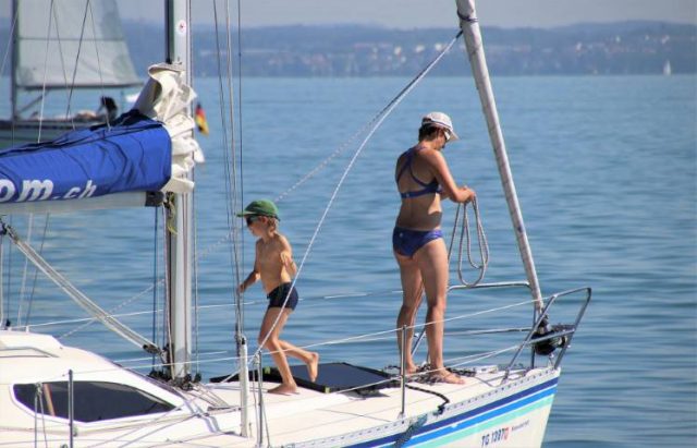 family on a sailboat