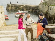 Six awesome autumn walks near Dublin city Couple talking to a local fisherman at Colliemore Habour, Dublin
