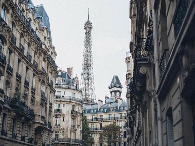 looking down a street in Paris
