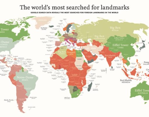The most search for Landmarks according to Google map