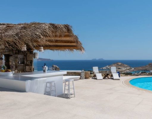 Epoque Collection Introduces Alegria Mykonos, An Elegant Estate in Greece’s Island of Winds Alegria Mykonos pool and bar
