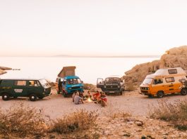 camper vans on a road trip