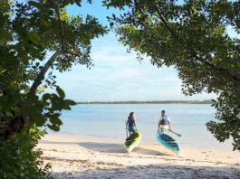 Fort Myers on the beach with kayaks