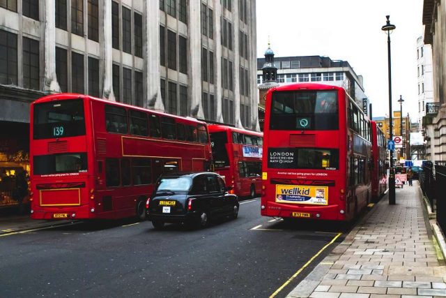 double decker buses in London, England