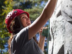 Everything You Need To Know About Women’s Climbing Harnesses Girl Fun Happy Rock Climbing Rock Wall