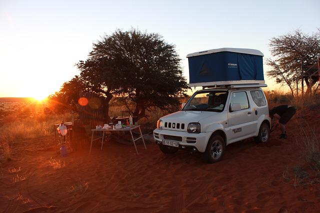 truck with a rooftop tent