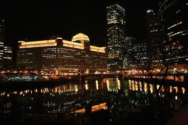 Chicago At Night Chicago River