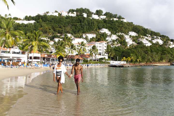 couple walking on the beach