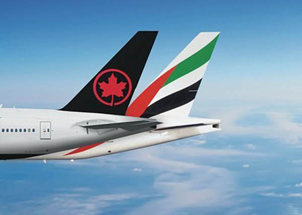 Air Canada and Emirates planes