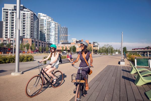 girls riding bicycle in Calgary