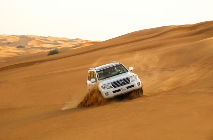 car driving in the desert
