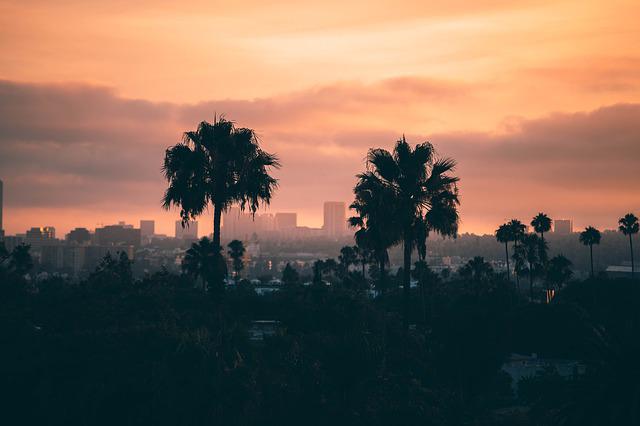 Los Angeles skyline at sunset