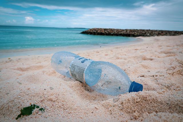 plastic bottle on beach