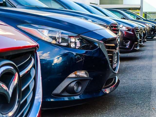 a row of rental cars