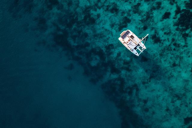 Aerial View of Yacht 