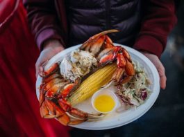 a plate of Dungeness Crab & Seafood
