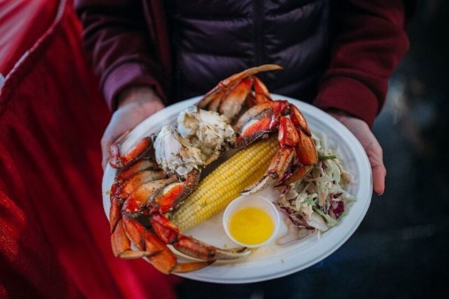 a plate of Dungeness Crab & Seafood