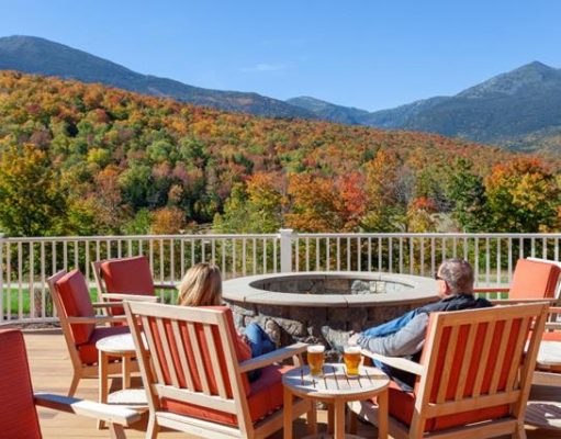 Fall in Love at The Glen House in New Hampshire’s White Mountains Firepit on deck at GlenHouse