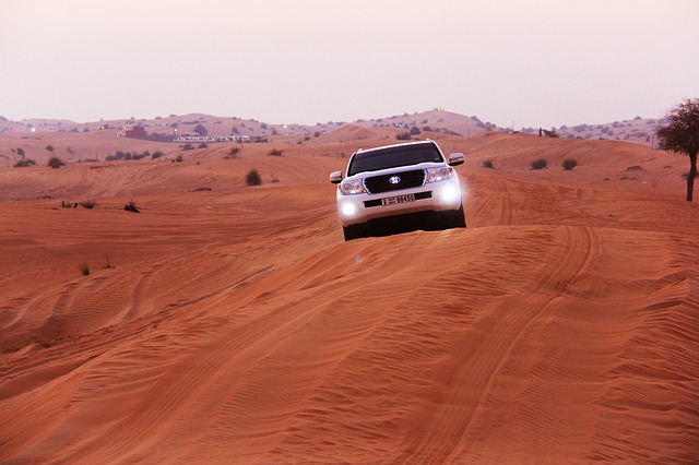 car in the dubia desert