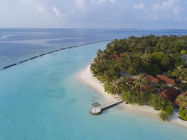 Dock on a island aerial view