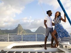 Celebrate Creole Heritage Month at Windjammer Landing Couple standing on deck of boat on ocean