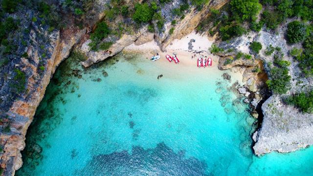 Small beach over head view 