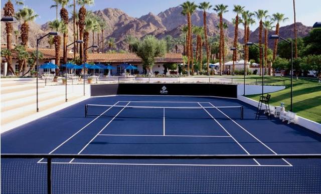 Tennis court on sunny day