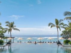 Escape to the Ritz-Carlton in Bali Floating pool on beach patio