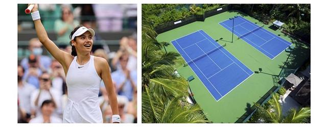 Photo of tennis court and pro player