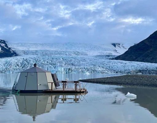 Sleep in a Glass Igloo Frozen into a Glacier in a Private Iceland Holiday Private Glacial Lagoon Adventure