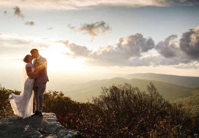 Getting married atop spectacular Bald Knob, Pembroke, VA.