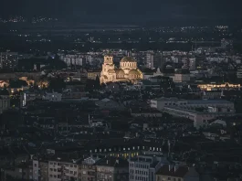 Sofia, Bulgaria at night