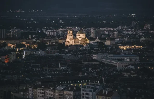 Sofia, Bulgaria at night