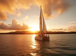 catamaran sailing in the south pacific