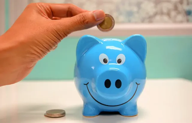 coin and a piggy bank