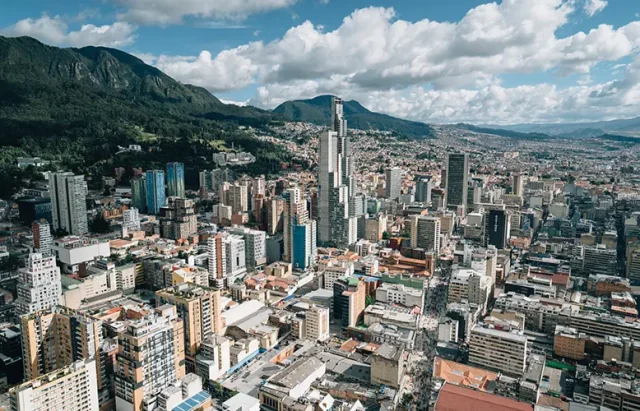 City of urban Bogota with high rise buildings, Colombia